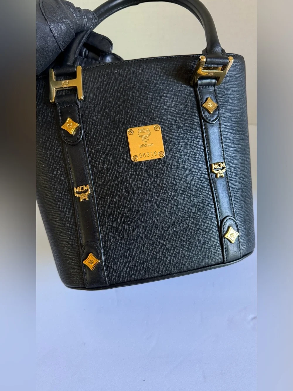 MCM Black Bucket Leather
